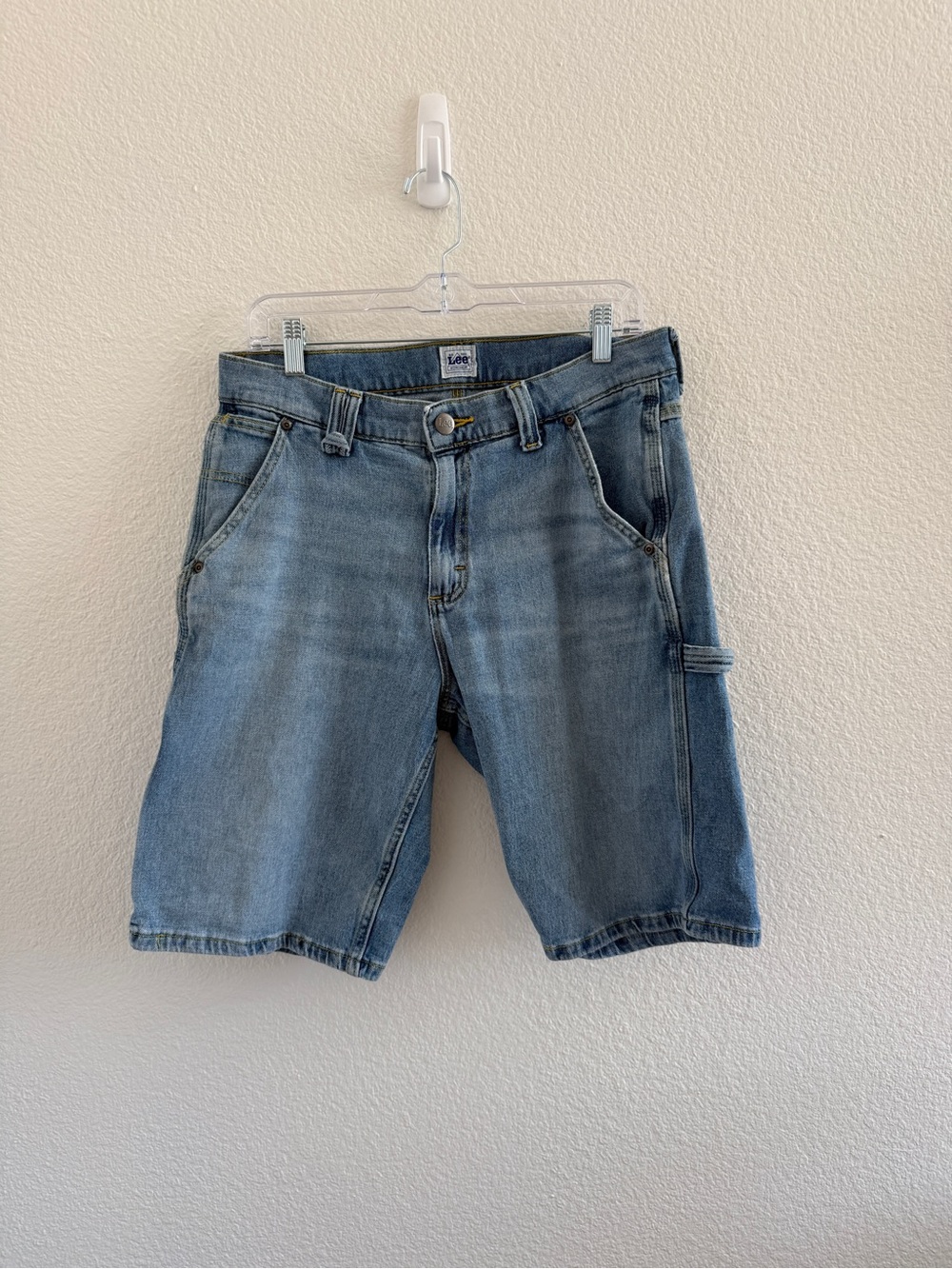Lee Vintage Men's Washed Blue Denim Cargo Carpenter Shorts